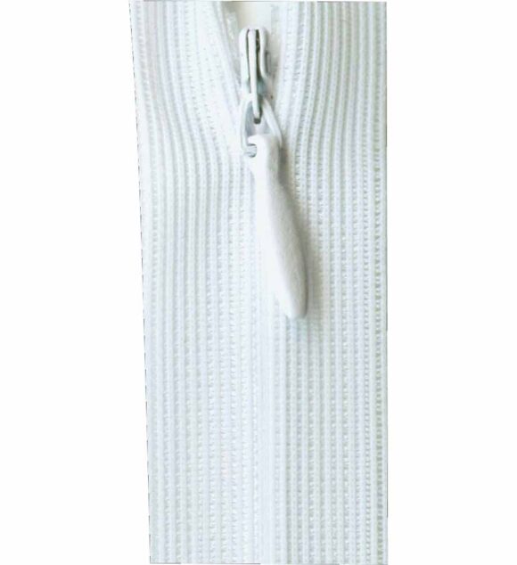 White 22 inch white invisible zipper